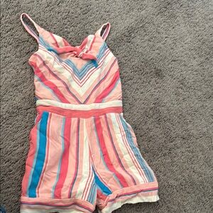 Striped Pink and Blue Kids Romper